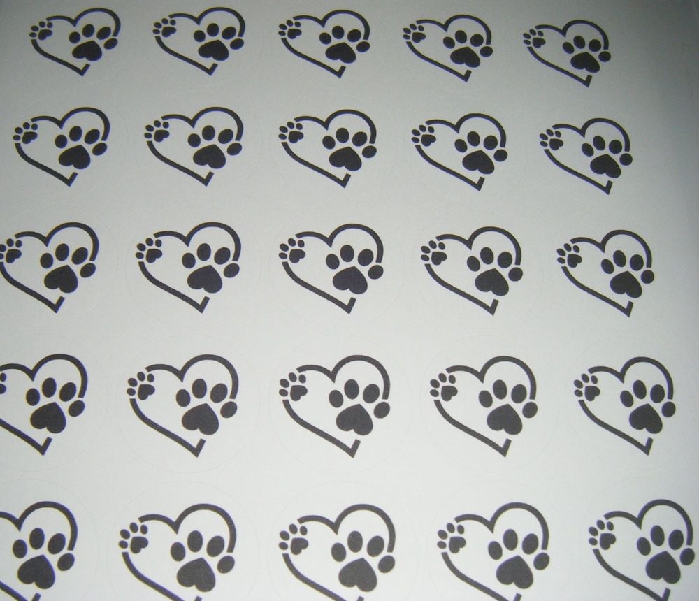 Paw Print Heart Animal Stickers Seals