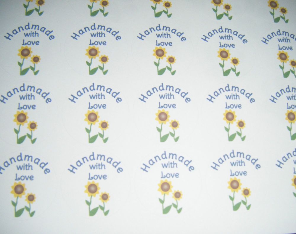 Handmade with Love Sunflower Stickers