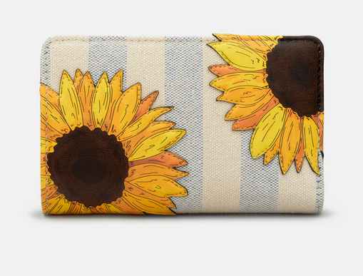 Sunflower Bloom Zip Round Leather Purse - Yoshi