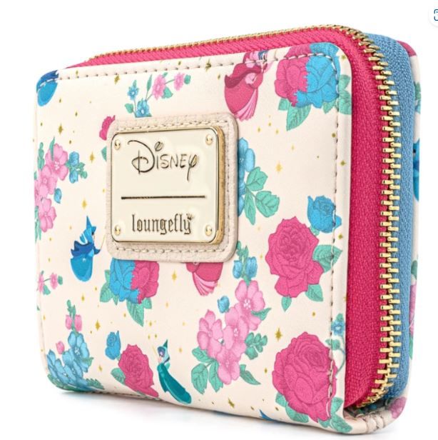 Disney Loungefly Sleeping Beauty Floral Fairy Godmothers Zip Around Wallet