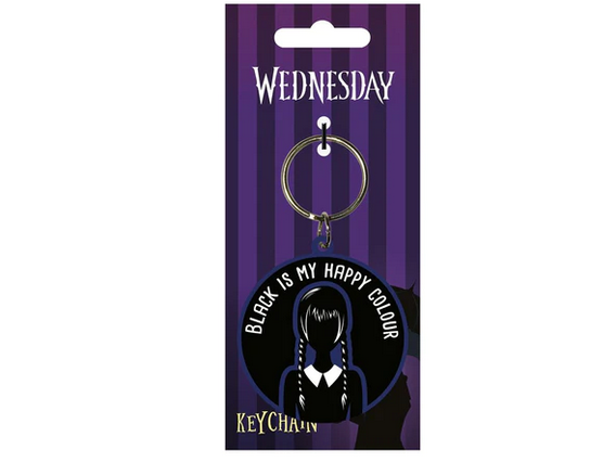 Wednesday - Black is My Happy Colour - Quality Rubber Keyring