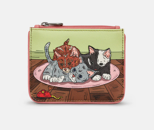 Playtime Kittens Zip Top Leather Coin Purse - Yoshi