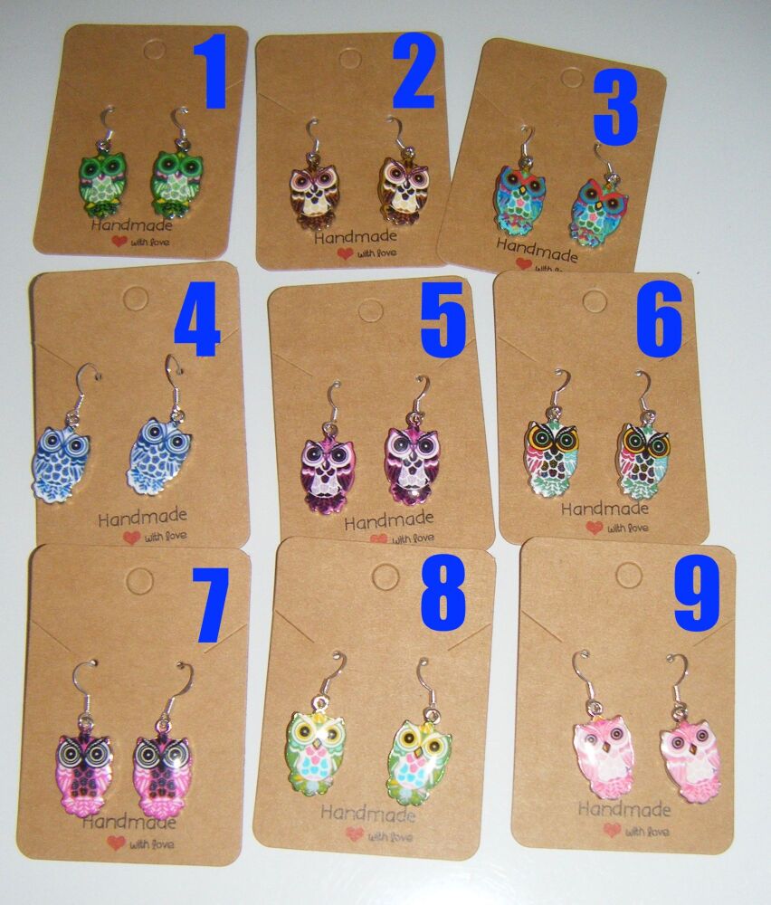 Enamel Owl Earrings