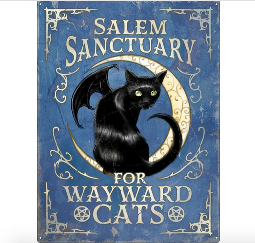 Salem Sanctuary for Wayward Cats - Black Cat - Fun Metal Wall Sign