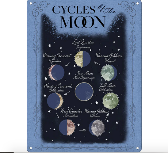 Cycles of the Moon - Fun Metal Wall Sign