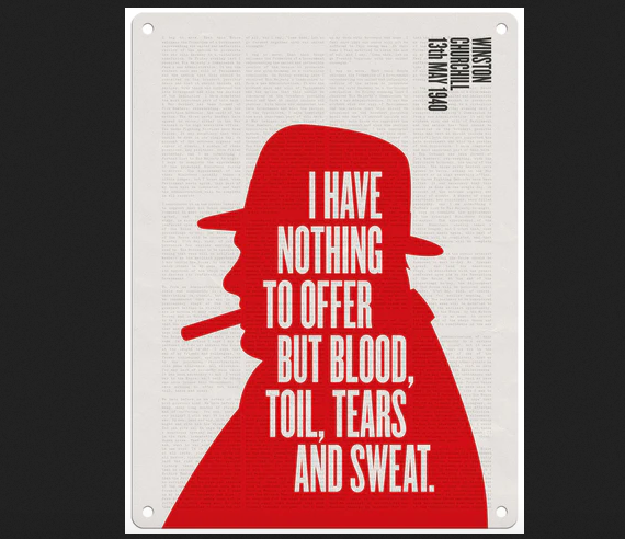 Winston Churchill - Blood Sweat And Tears Metal Wall Sign