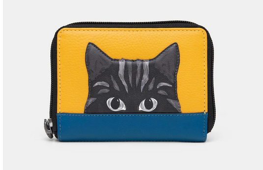 Cat Zip Round Leather Purse - Yoshi