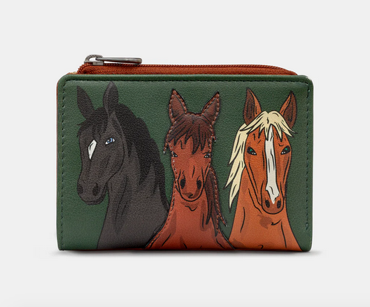 Herd Of Horses Zip Round Leather Purse - Yoshi