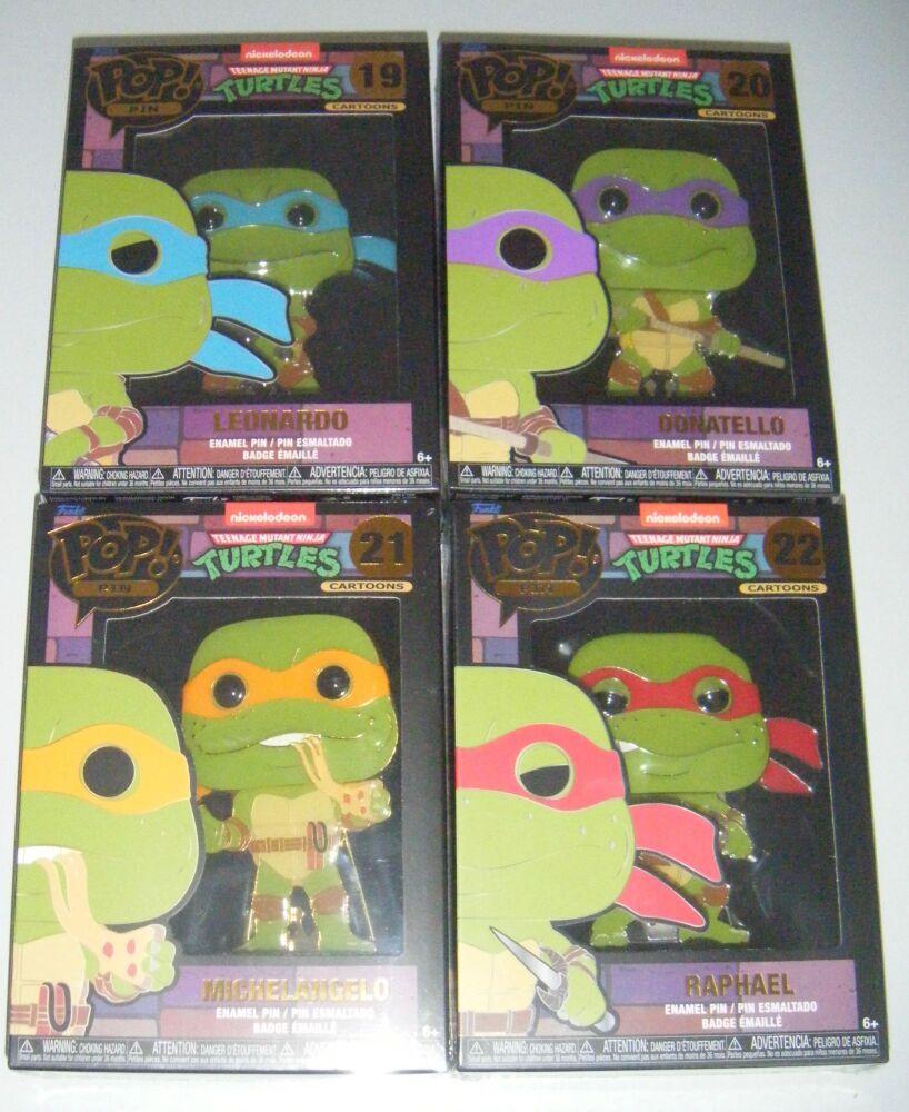 Teenage Mutant Ninja  Turtles x 4 Funko Pop Pins