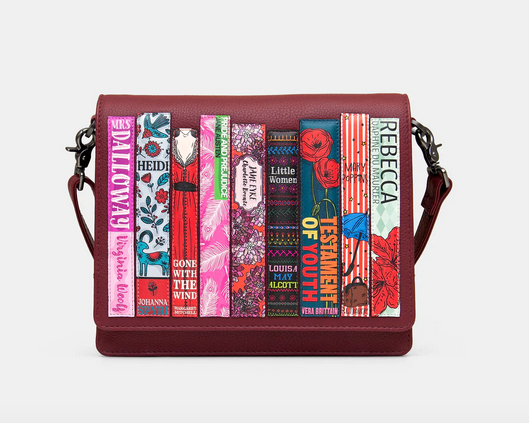 Cherry Red Triple Gusset Bookworm Leather Cross Body Bag - Yoshi