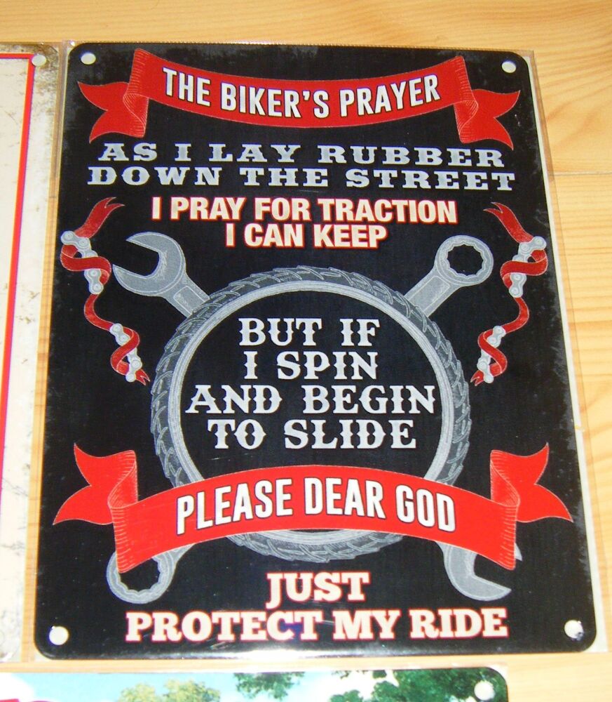 Bikers Prayer - Fun Metal Wall Picture Sign