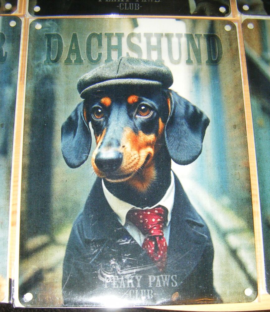 Peaky Paws - Dashchund - Dog Breed Metal Wall Sign - Tin Picture