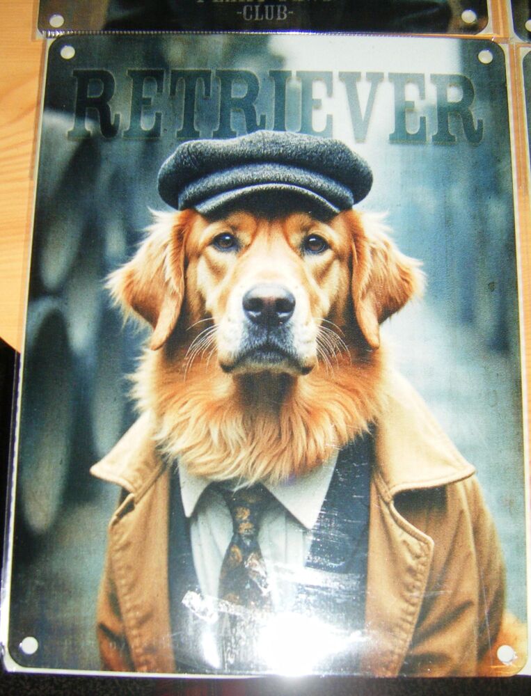 Peaky Paws - Retriever - Dog Breed Metal Wall Sign - Tin Picture