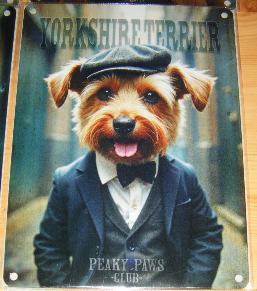 Peaky Paws - Yorkshire Terrier - Dog Breed Metal Wall Sign - Tin Picture