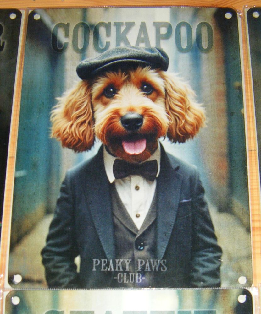 Peaky Paws - Cockerpoo - Dog Breed Metal Wall Sign - Tin Picture