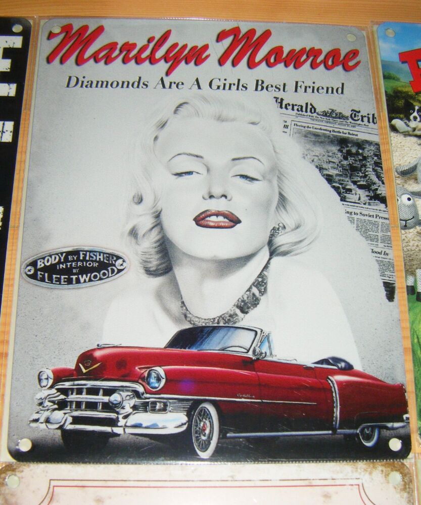Marilyn Monroe Diamonds Are a Girls Best Friend Metal Wall Sign