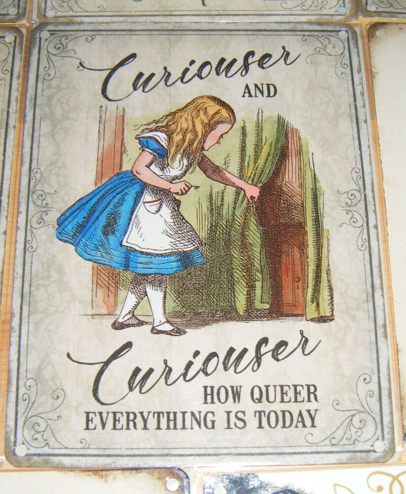 Alice In Wonderland Vintage Style Metal Wall Sign - Curiouser