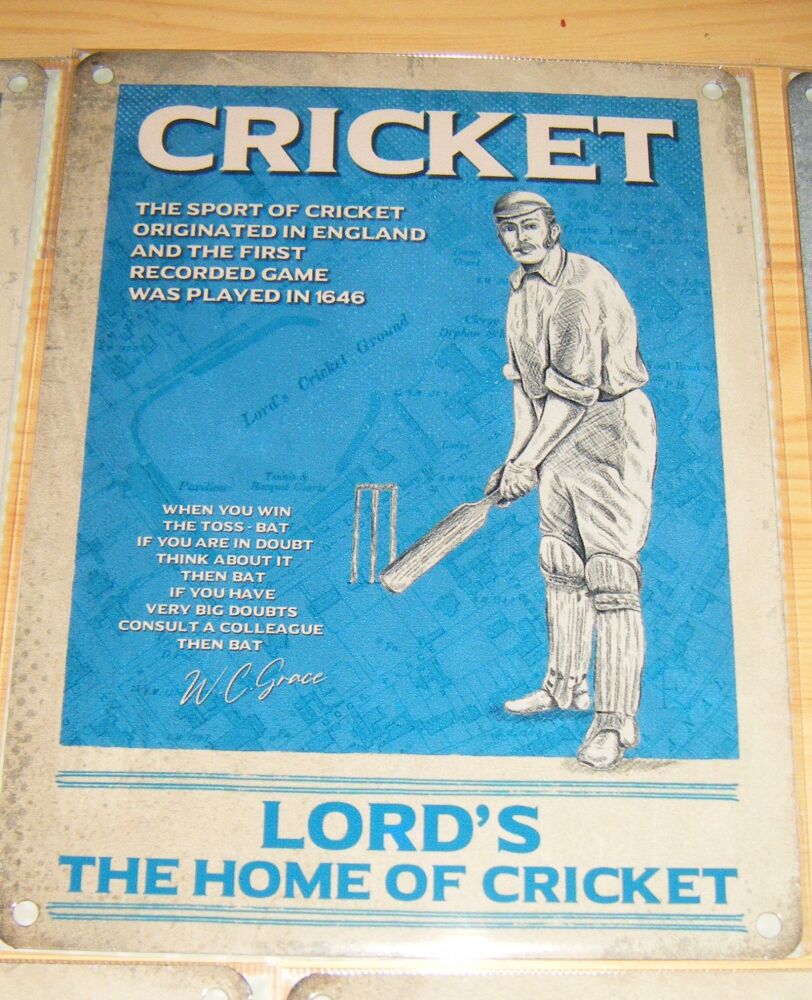 Cricket Vintage Sport Metal Wall Sign