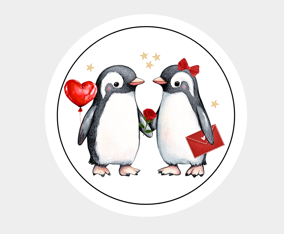 Valentine Love Wedding Penguin Stickers