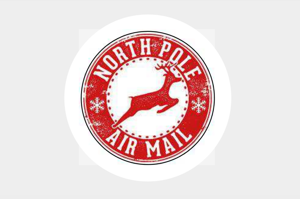 Airmail Red Reindeer North Pole Christmas Stickers