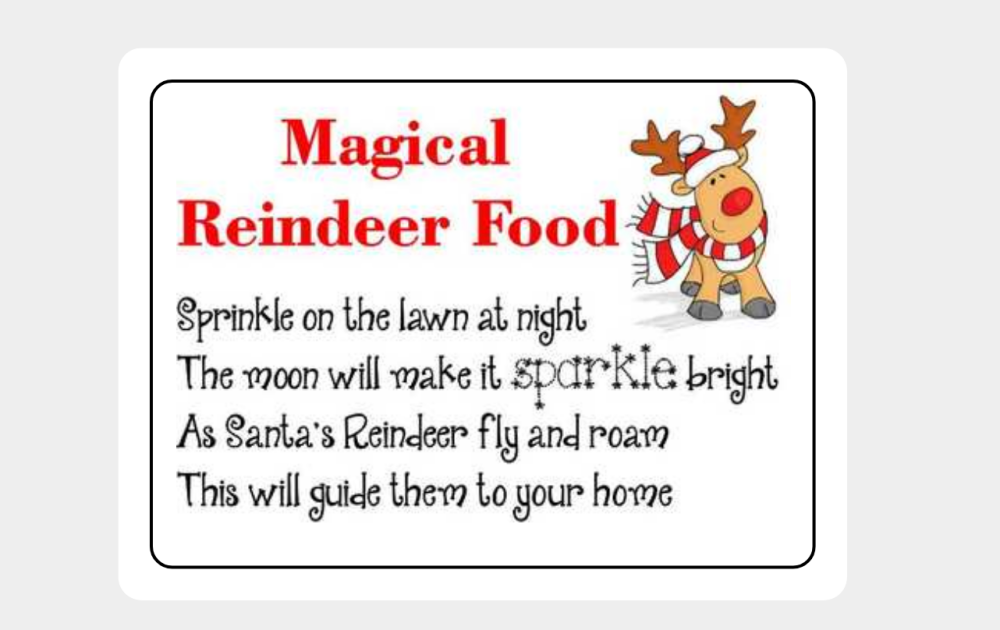 Reindeer Food Instructions Stickers 18 Per Sheet