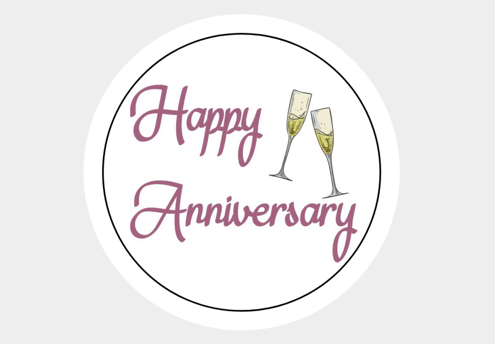 Happy Anniversary Champagne Glass Paper Stickers
