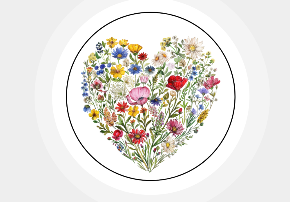 Wild Flower Heart Cute Paper Stickers Labels Seals