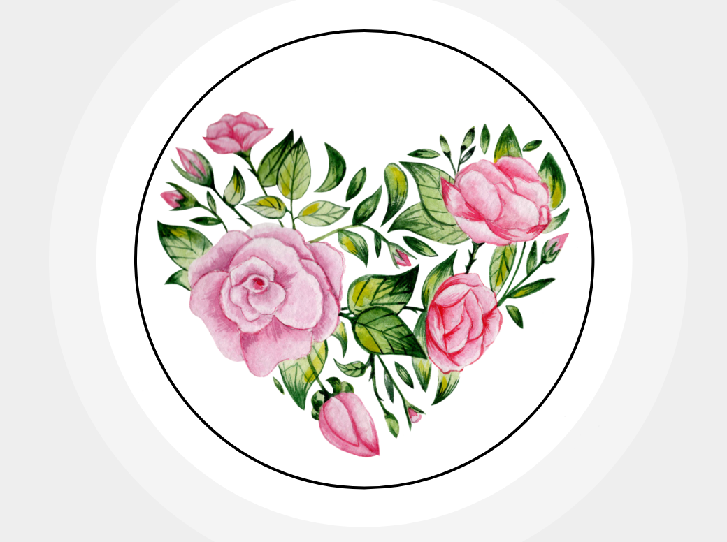 Pink Rose Flower Heart Cute Paper Stickers Labels Seals