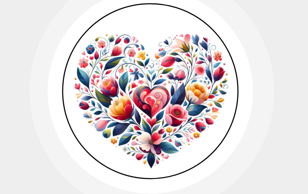 Flower Vibrant Mix Heart Paper Stickers Labels Seals