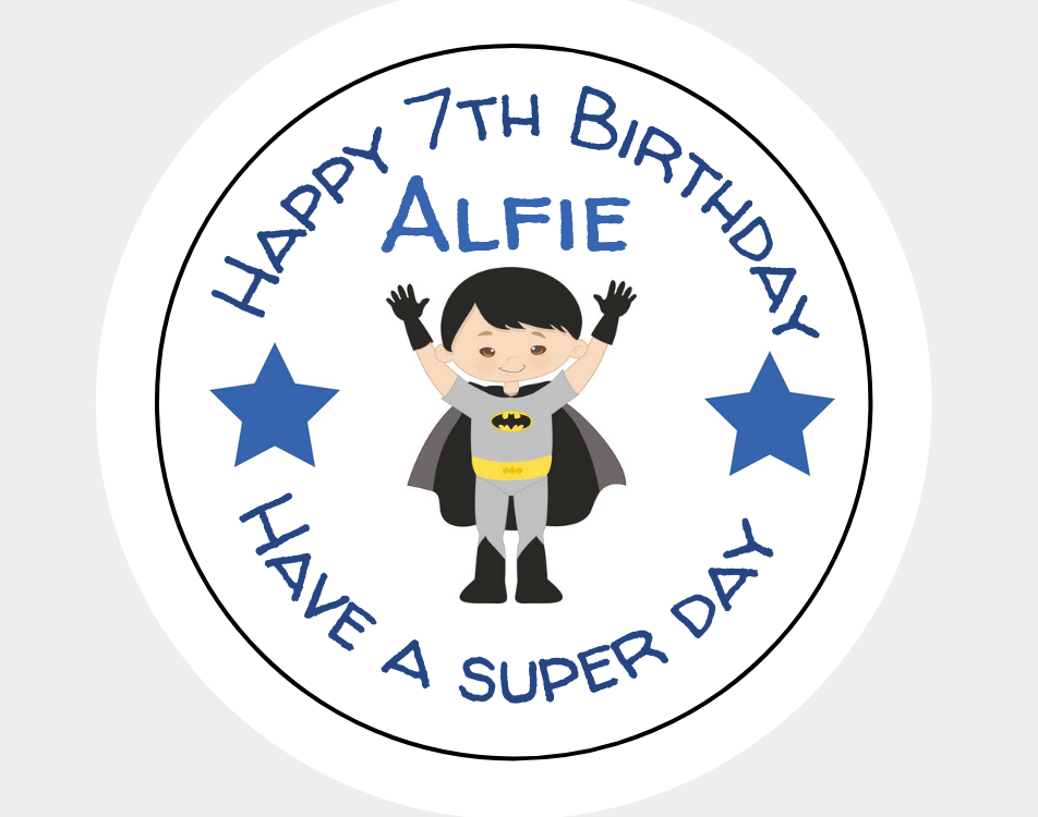 Happy Age Birthday Name Hero Custom Design Stickers - Have a Super Day - Batman