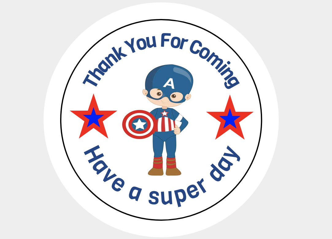 Thank You For Coming Hero Design Stickers - Have a Super Day - Blue