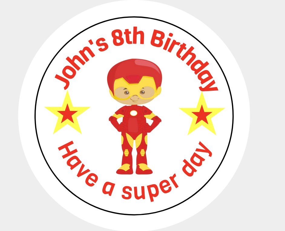 Name Age Birthday Hero Design Stickers - Iron Man