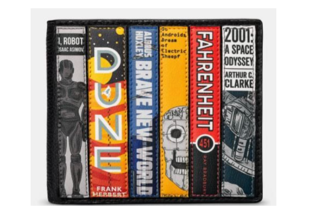 Sci-fi Bookworm Black Leather  Mens Wallet - Yoshi