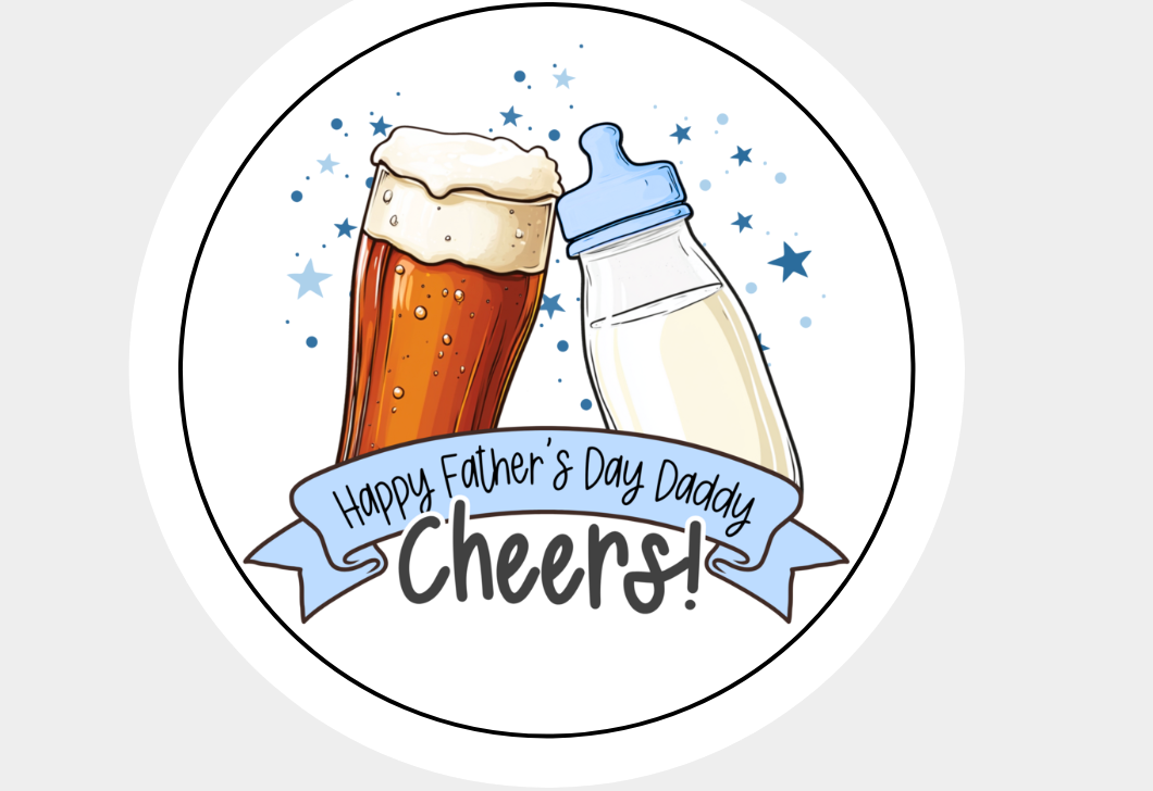 Father's Day Stickers Beer Glass And Baby Bottle Design