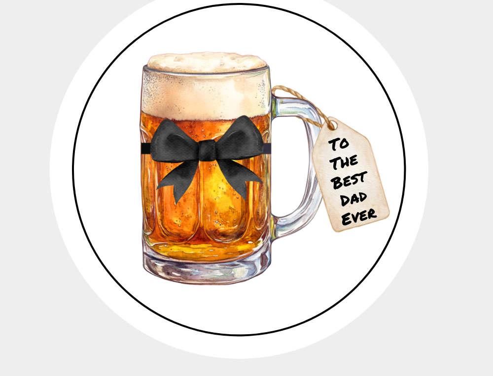 Father's Day Stickers Beer Glass Best Dad Ever Design