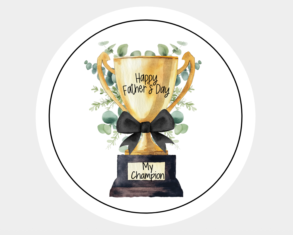 Father's Day Stickers Trophy Champion Design