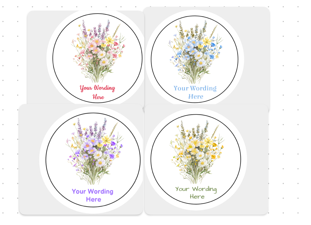 Flower Bouquet Custom Paper Stickers Labels Seals
