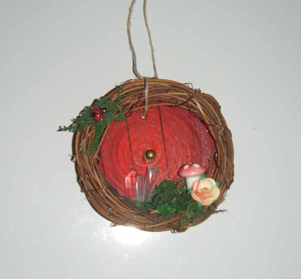 Mini Wreath - Woodland Red Mushroom Hobbit Fairy Door
