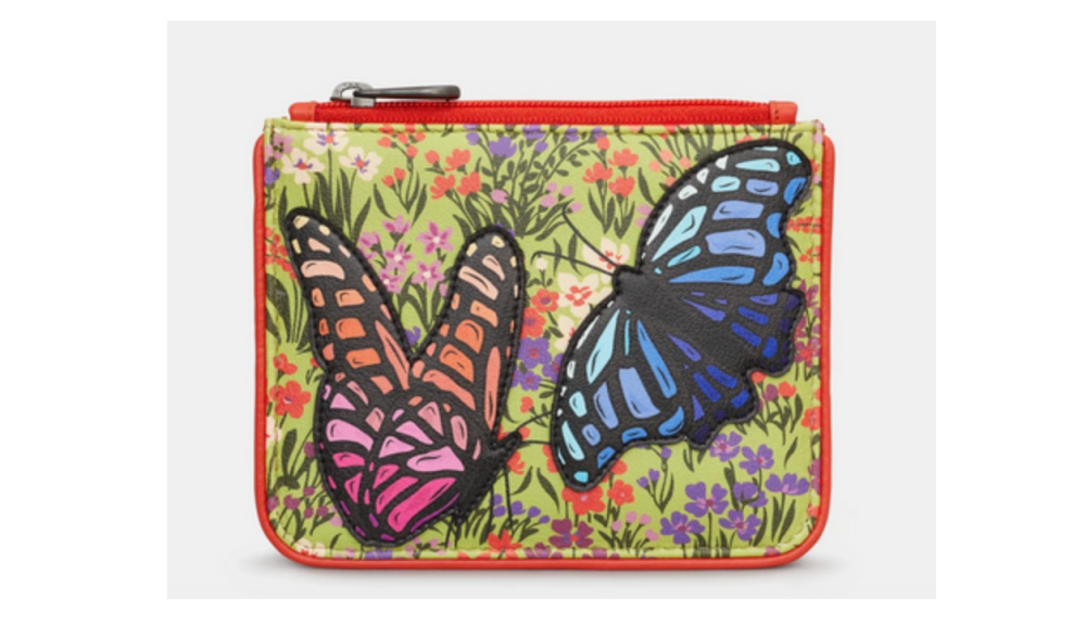 Butterfly Zip Top Leather Coin Purse - Yoshi