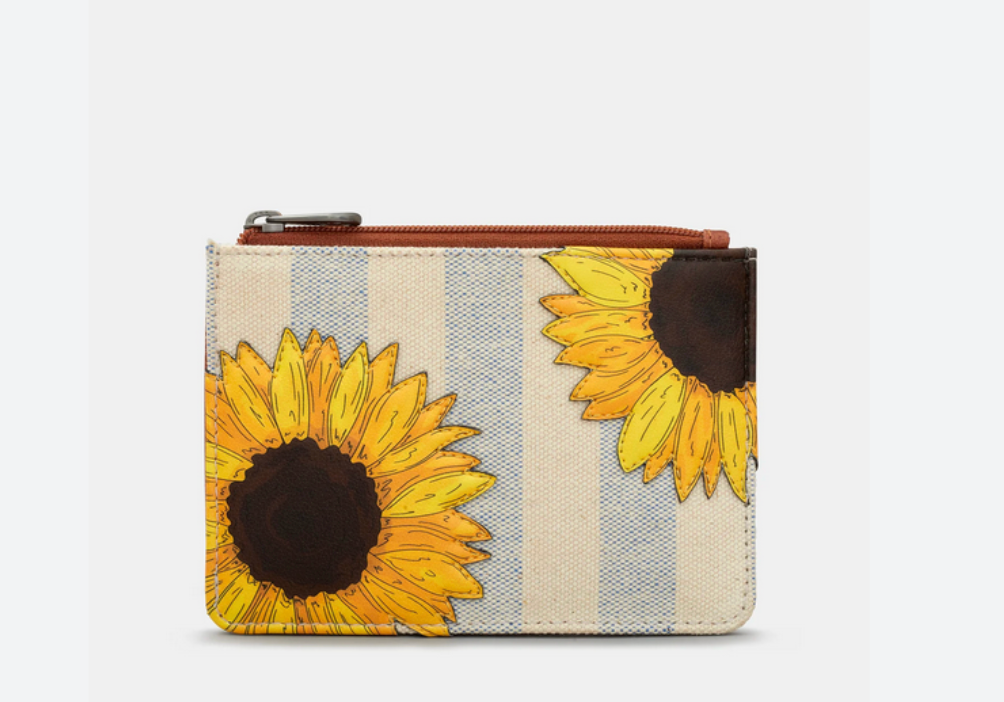 Sunflower Bloom Zip Top Leather Coin Purse - Yoshi