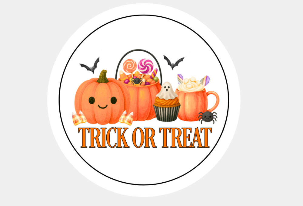 Halloween Trick or Treat Round Paper Stickers Seals Labels Design