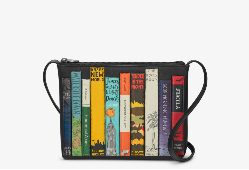 Bookworm Book Covers Black Leather Cross Body Bag - Yoshi