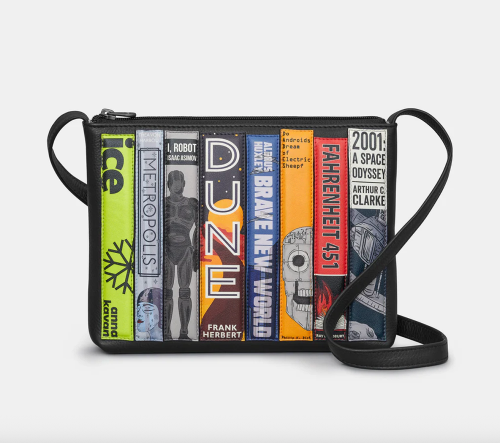 Sci-Fi Bookworm Book Covers Leather Cross Body Bag - Yoshi