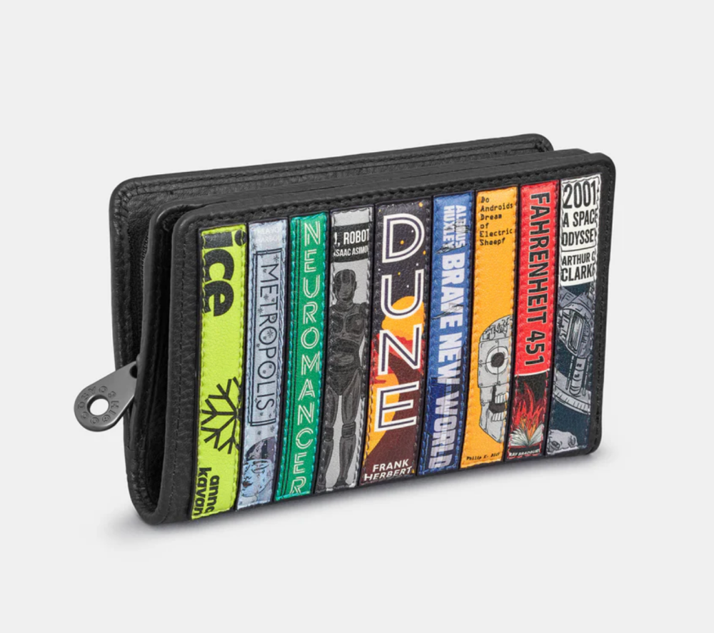 Sci-fi Bookworm Book Covers Black Leather Purse - Yoshi