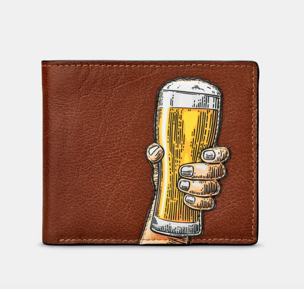 Cheers Beer Glass Leather Mens Wallet - Yoshi