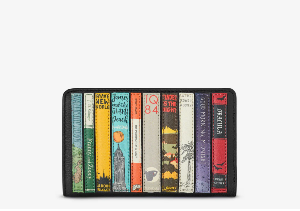 Black Library Bookworm Zip Round Leather Purse - Yoshi