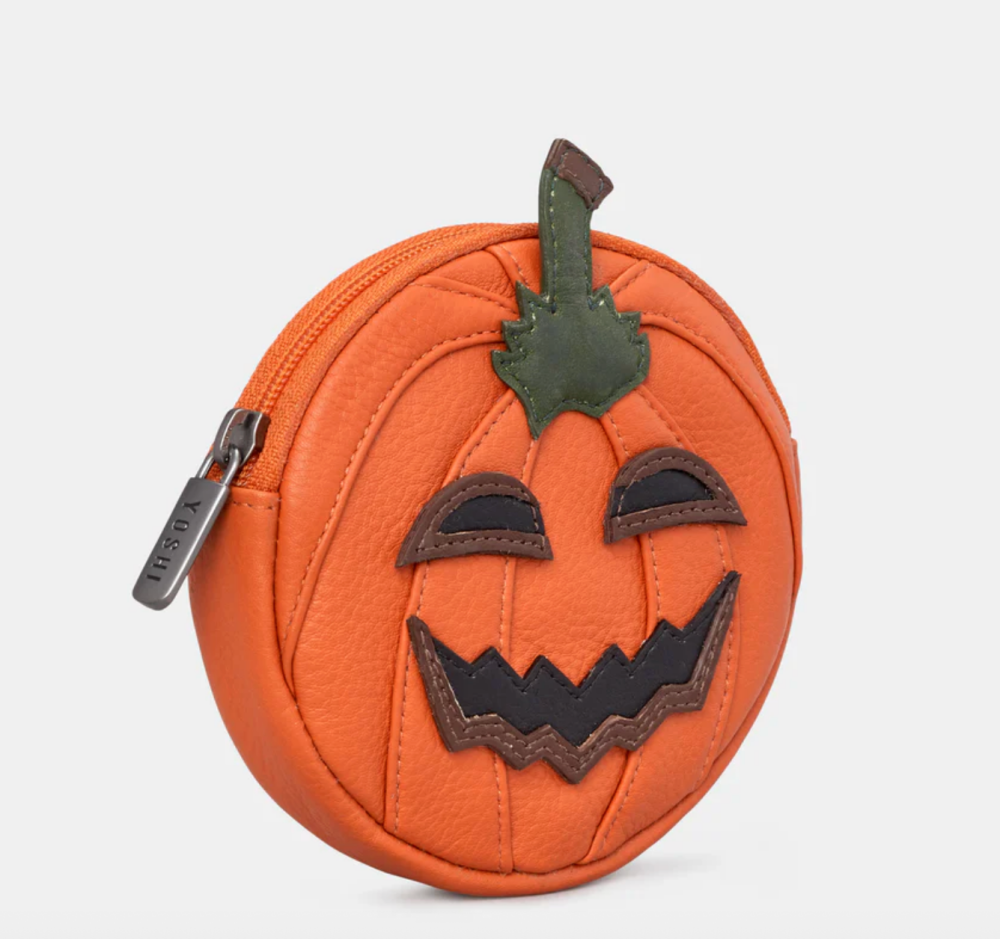 Jack O Lantern Pumpkin Zip Round Leather Purse - Yoshi