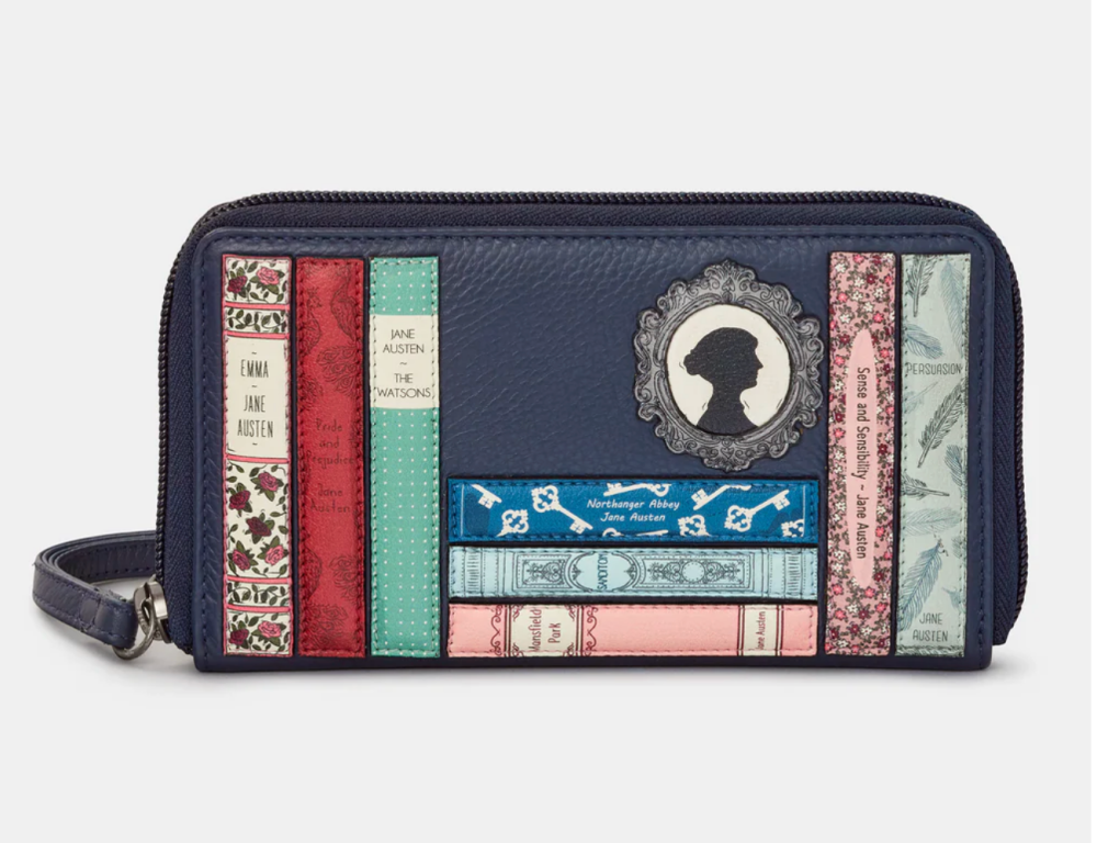 Jane Austin Zip Round With Strap  Blue Leather Purse - Yoshi