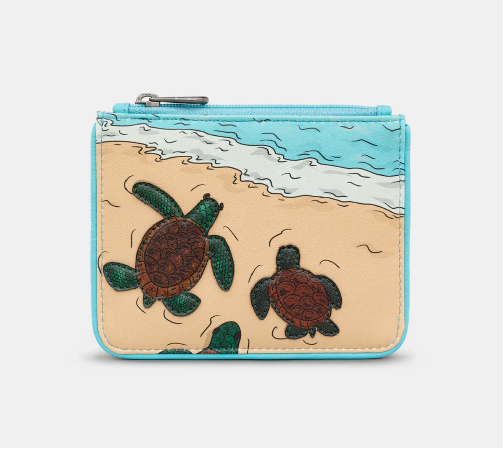Turtle Beach Zip Top Leather Coin Purse - Yoshi
