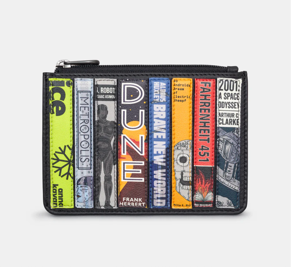 Sci-fi Bookworm Black Leather Zip Top Coin Purse - Yoshi
